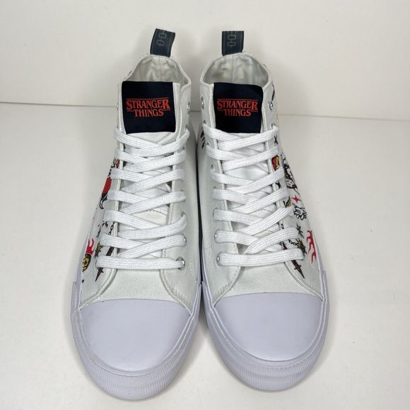 Stranger Things Hellfire Club Mens US 10 Akedo White High Top Shoes Sneakers NEW - Picture 2 of 8